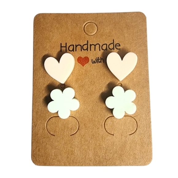 Hand Crafted Jewelry - Minty Heartpetal Hoop Acrylic Stud Earrings – 2 Pair